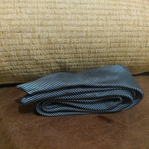 Women's striped tie gray black like new, shiny
