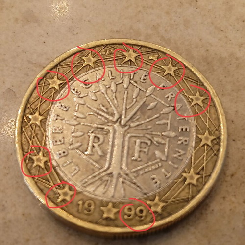 1 Euro Coin France 1999 Used Collectible With Minting Errors