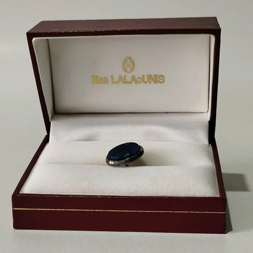 Ilias Lalaounis oval cufflink silver 925 with semi-precious stone Lapis