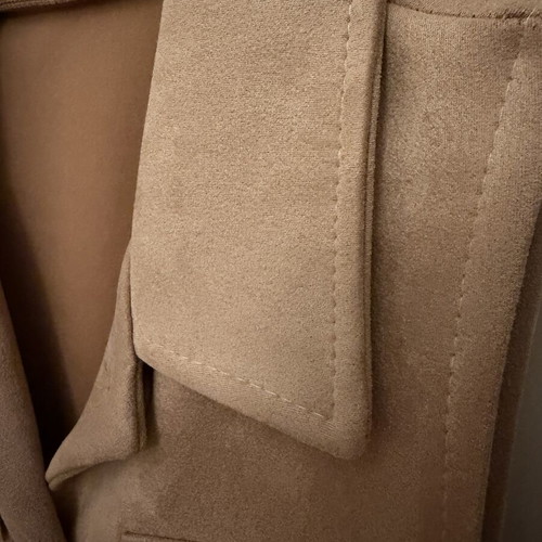 Sleeveless winter dress beige suede-like fabric, like new