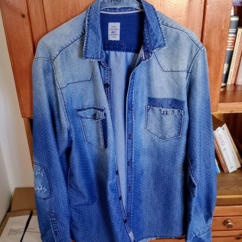 Edward men's denim shirt used, size M-L, blue
