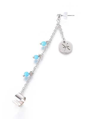 Pisces earring made of steel new with turquoise beads