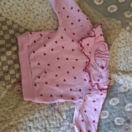 Pink baby sweatshirt with hearts and collar, Sinsay