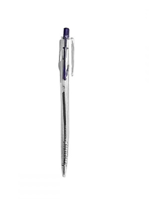 Transparent ballpoint pen with clip blue 0.8mm new