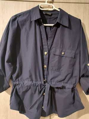 Zara shirt dark blue size L 3/4 sleeve like new