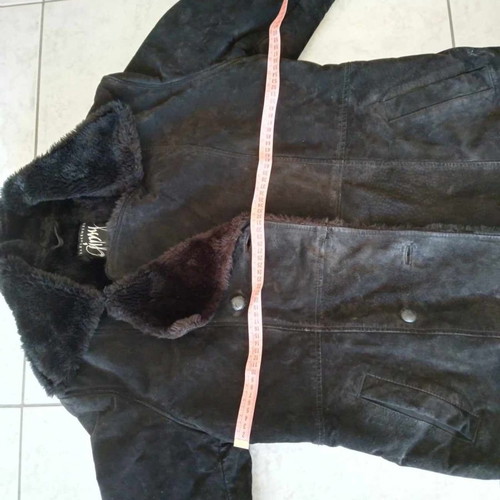 Jacket suede black with inner fur used, genuine leather