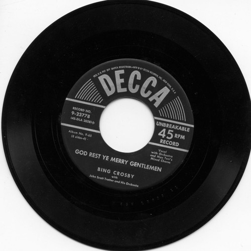 Bing Crosby 45 RPM record used, Christmas edition