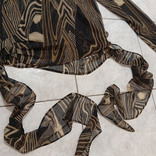 Transparent shirt with ties size 2 like new, brown beige gold colors