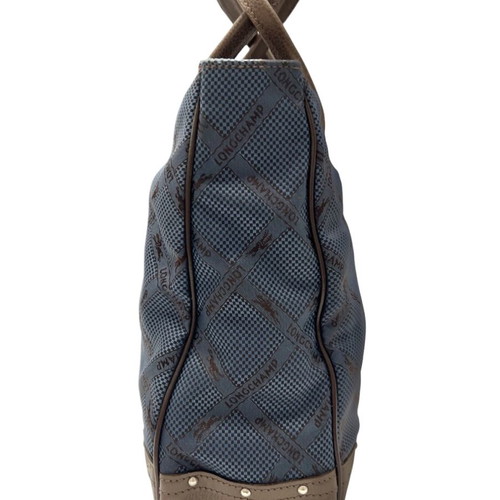 Longchamp cloth shoulder handbag used, blue and brown