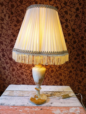 Antique onyx lamp with pleated shade used