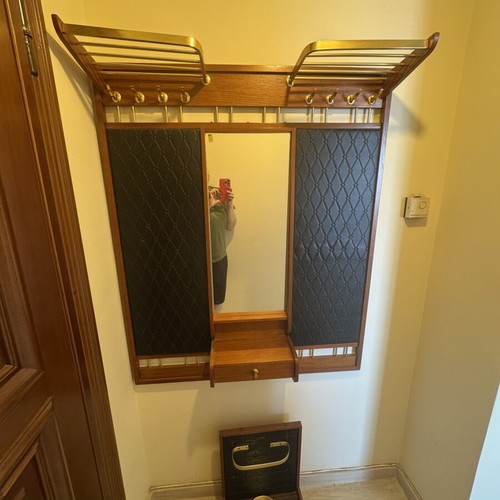 Vintage hallway set used, coat rack and umbrella stand 100x120
