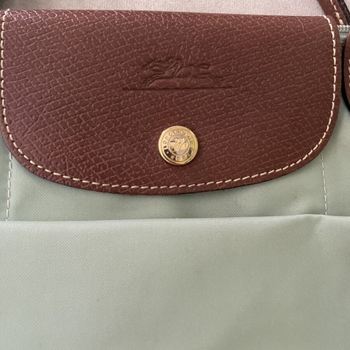 Longchamp Le Pliage Original handbag used, pastel celadon green