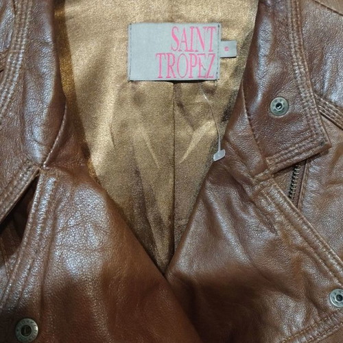 Saint Tropez leather jacket new, vintage style, brown, size S