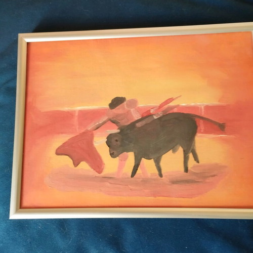 Watercolor from Spain 27 cm x 27 cm like new with frame