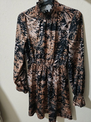 Printed dress new, brown multicolor, size S