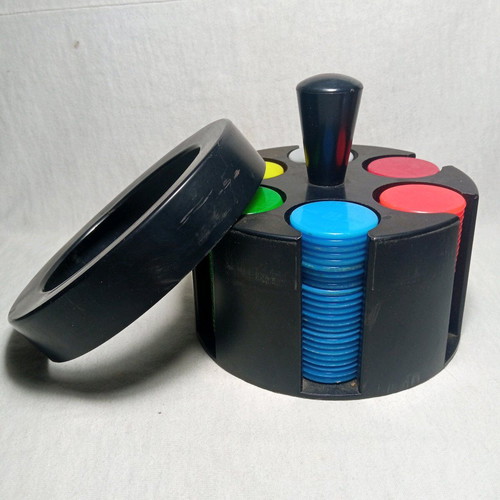 Mobil poker chip set used, 1970s promotional gift