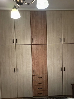 Wardrobe doors set with handles and hinges, beige and brown