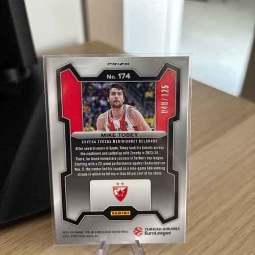 Mike Tobey 2023-24 Panini Prizm EuroLeague Blue Ice Prizm card #174 /125