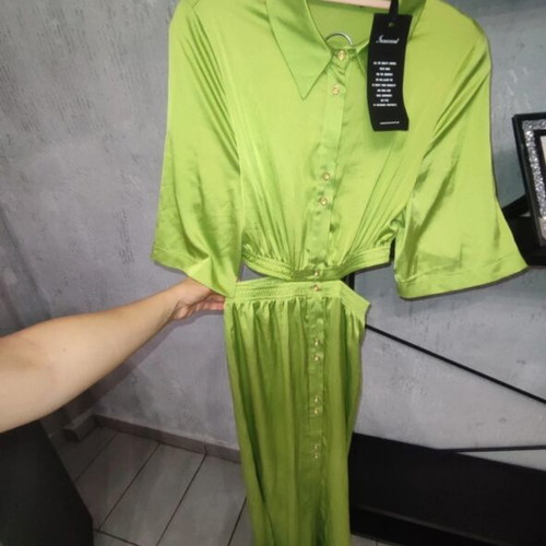 Innocent Lime Satin Cut-Out Maxi Dress new with tags, size S
