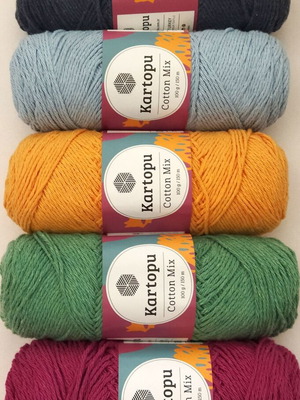 Νήματα Kartopu Cotton Mix καινούργια, σετ 5, Boho χρώματα