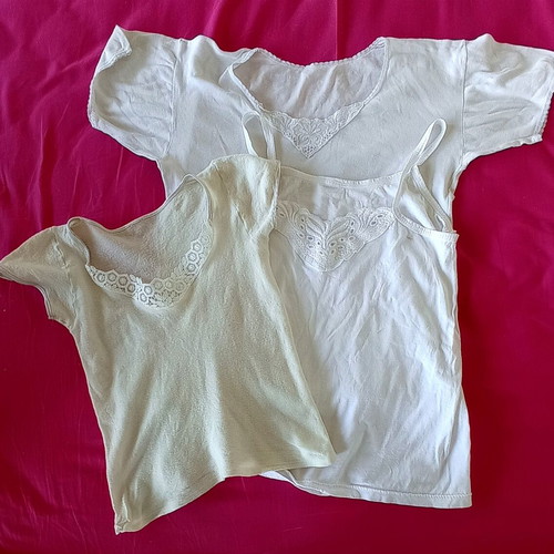 Pack of three women's medium tops used, cotton and lace