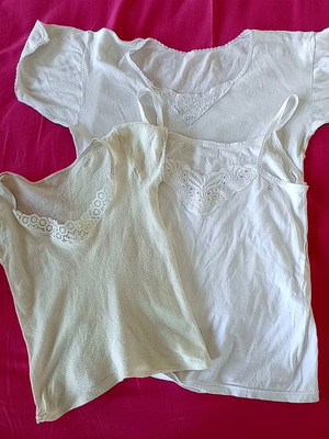 Pack of three women's medium tops used, cotton and lace