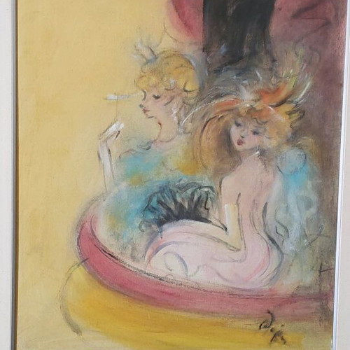 Doris painting like new, authentic with frame and artist signature