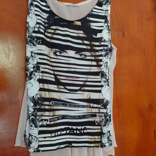 Top with transparent back like new, black and beige