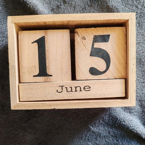 Wooden calendar with blocks like new, decorative