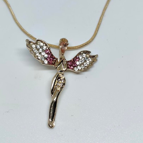Angel pendant with chain and stones like new