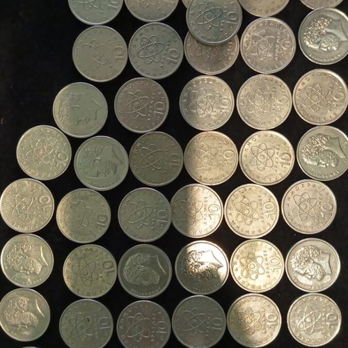 Collectible pack of 52 used 10-drachma coins (Democritus) 1976-2000