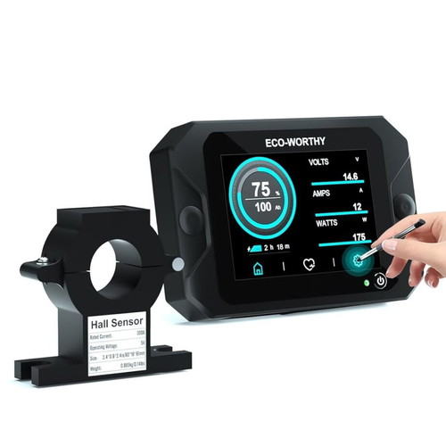 Battery Monitor 300A 12V/24V/36V/48V 3.5-Inch Touchscreen with Alarm