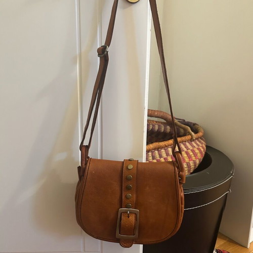 Italian leather bag Vera Pelle like new, brown orange