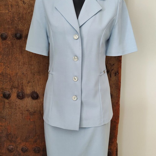 Light Blue Vintage Midi Skirt Suit 2-Piece Set used