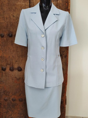 Light Blue Vintage Midi Skirt Suit 2-Piece Set used