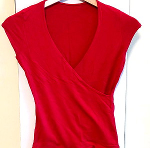 Κοκκινο μπλουζακι με ντεκολτε, size Medium
