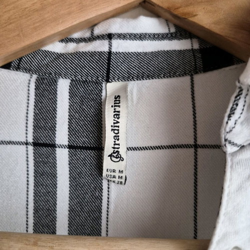 Stradivarius checked shirt with lace-up detail like new