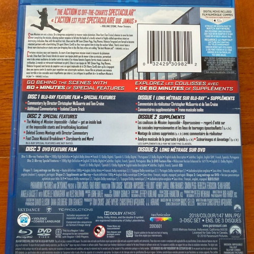 Mission Impossible Fallout Blu-ray & DVD like new with English subtitles