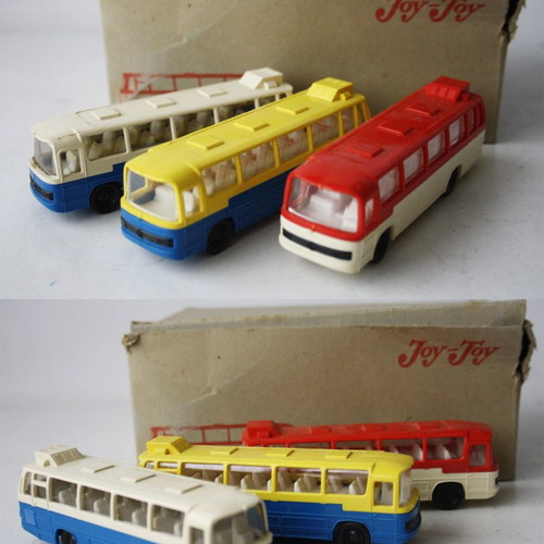 Joy Toy No 51 Mercedes Benz λεωφορεία vintage 70's, σετ 3 τεμαχίων, καινούργια