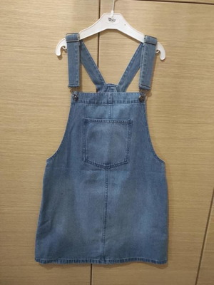 Denim overall dress women's used, size M-L