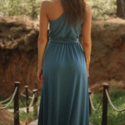 Mix & Match petrol one shoulder dress, one size
