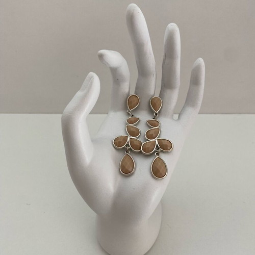 Accessorize earrings used with silver frame and baby pink beads