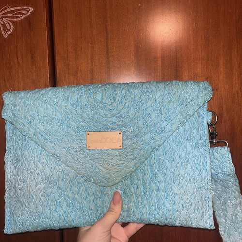 Straw clutch bag Doca like new, turquoise