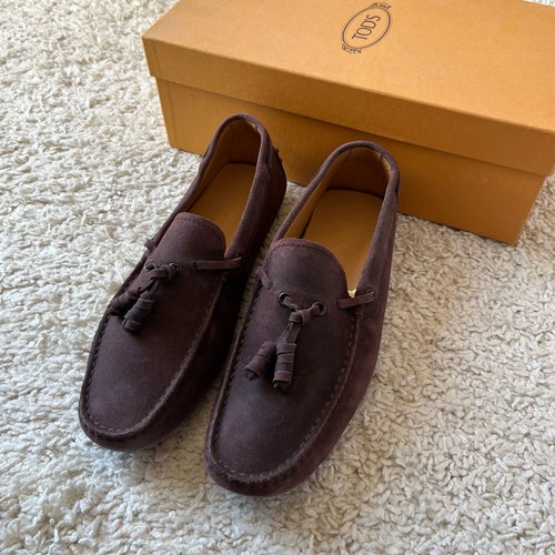 Tods suede men's loafers brown with tassel used, size 40