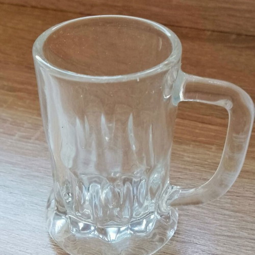 Glass beer shot glasses like new, set of 6, vintage 1990