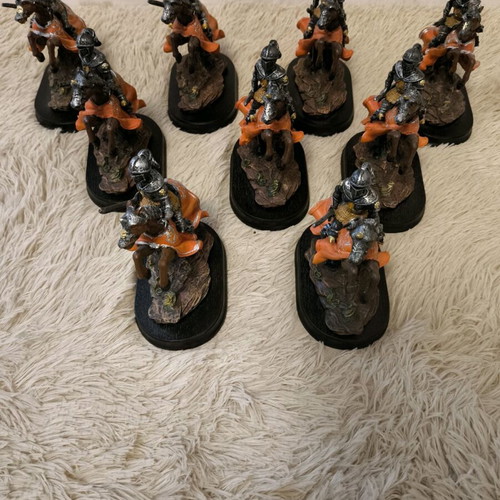 Medieval Knight on Horse Hand-Painted Resin Figurine Like New