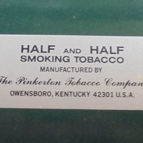 Half & Half old metal pipe tobacco tin empty used with plastic lid
