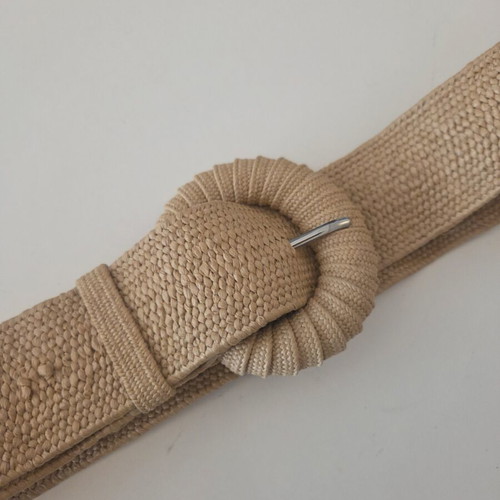 Straw Woven Elastic Belt like new, beige, size 90