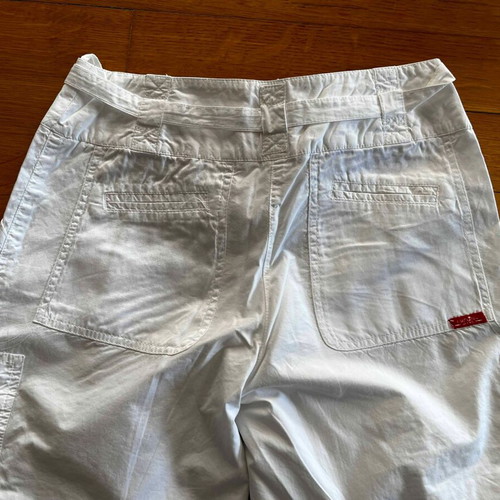 Madlen white cargo pants with satin pockets and decorations, like new