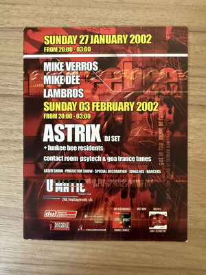 Astrix DJ Set Funkee Bee U-Matic Athens 2002 flyer σαν καινούργιο